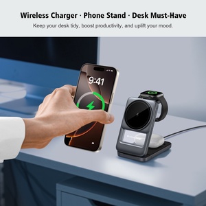 Chargeur sans fil amélioré 3 en <span class=keywords><strong>1</strong></span> pliable, station de charge 15 W avec lumière, chargeur magnétique de voyage pour iPhone, montre et écouteurs - Product Image 4