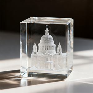 HBL OEM / ODM 3D Laser gravur St.Paul's Cathedral Kristallglas würfel Brief besch werer Kristall block Geschenke - Product Image 6