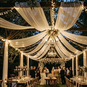 Voilages en gaze, rideaux <span class=keywords><strong>d</strong></span>écoratifs pour mariages et fêtes, accessoires de plafond en tissu, <span class=keywords><strong>voiles</strong></span> en soie, draperies de luxe pour plafond de mariage - Product Image 6
