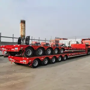 Nuevo remolque Lowboy de 4 ejes de 120 toneladas, semirremolque Lowbed con escalera hidráulica hecha de acero duradero de fábrica de China