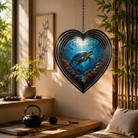 Carillon éolien rustique en fer en forme de cœur, durable pour l'extérieur, cloche à vent au son clair pour la décoration de véranda et de jardin, projection suspendue, cadeau du Ramadan