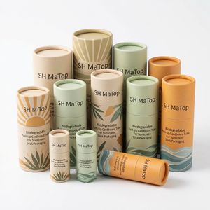 กล่องกระดาษคราฟท์ทรงกระบอกแบบดัน-ดึง บรรจุภัณฑ์ทรงกลม ขนาด <span class=keywords><strong>2</strong></span> ออนซ์ สำหรับลิปบาล์มแบบดันขึ้น กล่องเปล่า - Product Image 5