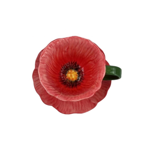 Tazza in Ceramica a Forma di Papavero Rosso, Elegante per Tè e Caffè, Vendita all'Ingrosso - Product Image 2