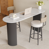 Ensemble de table et de chaises de bar semi-circulaire portable en fer, design moderne minimaliste, multifonctionnel, plateau en ardoise, métal, maison, cuisine