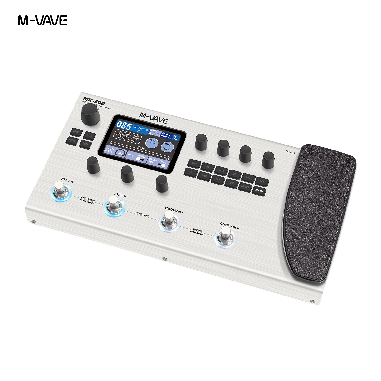 M-VAVE MK-300 Looper Pedal - 360+ Effects Types for Guitar & Bass