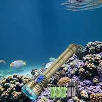 9pcs LED Lampe de plongée en métal à lumière blanche Rechargeable Batteries 26650 Lampe de plongée sous-marine pour la pêche sous-marine avec chargeur