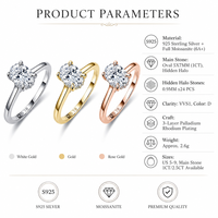 Bague en Moissanite en Argent Sterling 925, Ovale 5x7mm, 1 Carat, VVS1, Couleur D, Halo Caché, 3 Couleurs, Bijoux pour Femme