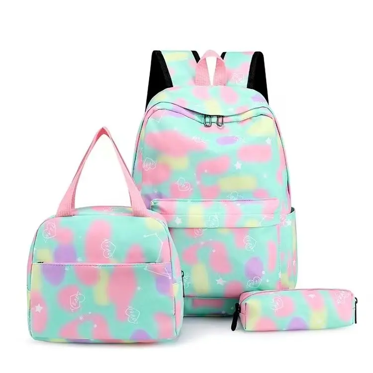 New Ultra-light Leisure Pretty School Bag Large Capacity 3 in 1 School Backpack Set with Lunch Bag