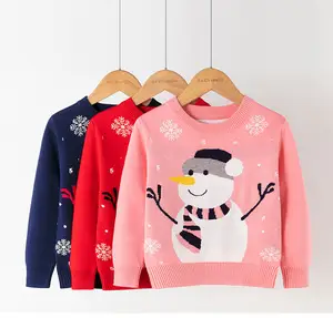 थोक क्रिसमस सांता क्लॉस हिरन यूनिसेक्स बच्चे लंबी आस्तीन बुनना स्वेटर स्वेटर बच्चा लड़की लड़का बच्चों बदसूरत क्रिसमस स्वेटर