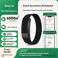 Bracelet intelligent sportif transfrontalier le plus vendu, personnalisable, avec surveillance ECG, fréquence cardiaque, température corporelle, tension artérielle et VRC