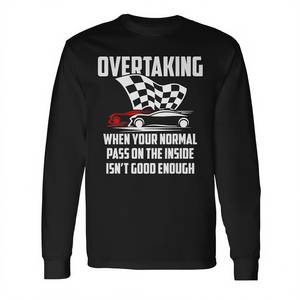 Camiseta de manga larga para entusiastas del karting, con diseño de carreras de karts y ultrapaso. - Product Image 3