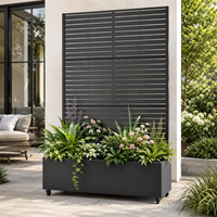 Paravent mobile moderne en acier galvanisé antirouille avec jardinière intégrée et roulettes pour jardin extérieur