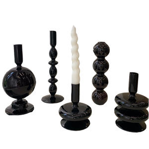 Candelabro de cristal negro, adorno de forma irregular, resistente al calor, duradero, decoración del hogar, regalo para sala de estar, uso en escritorio - Product Image 5