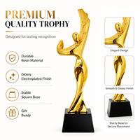 Trophée en résine dorée électroplaquée à surface lisse et polie pour événements de reconnaissance des employés et récompenses honorifiques