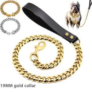 <span class=keywords><strong>Collar</strong></span> de cadena de oro de acero inoxidable para perro, cadena de eslabones cubanos para mascotas, Correa - Product Image 3