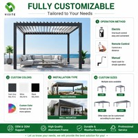 Pergola en alliage d'aluminium avec toit à lames orientables, protection contre la pluie pour espace patio à côté de la piscine