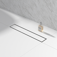 Drain de douche linéaire moderne multifonctionnel en acier inoxydable 304 avec couvercle de drain, insert de carrelage, drain de sol long, siphon d'étanchéité à l'eau