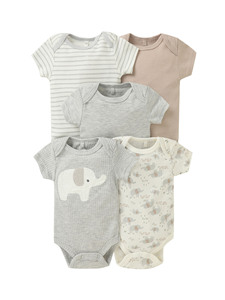 Set <span class=keywords><strong>di</strong></span> 5 Pezzi <span class=keywords><strong>di</strong></span> Abbigliamento per Neonati e Bambini, Body in Cotone a Maniche Corte con Stampe Carine per 0-12 <span class=keywords><strong>Mesi</strong></span> - Product Image 2