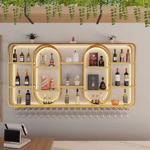 L'armadietto del vino illuminato sulla parete del bar, il portabottiglie montato a parete la vetrina appesa <span class=keywords><strong>al</strong></span> <span class=keywords><strong>muro</strong></span> nella sala da pranzo - Product Image 4