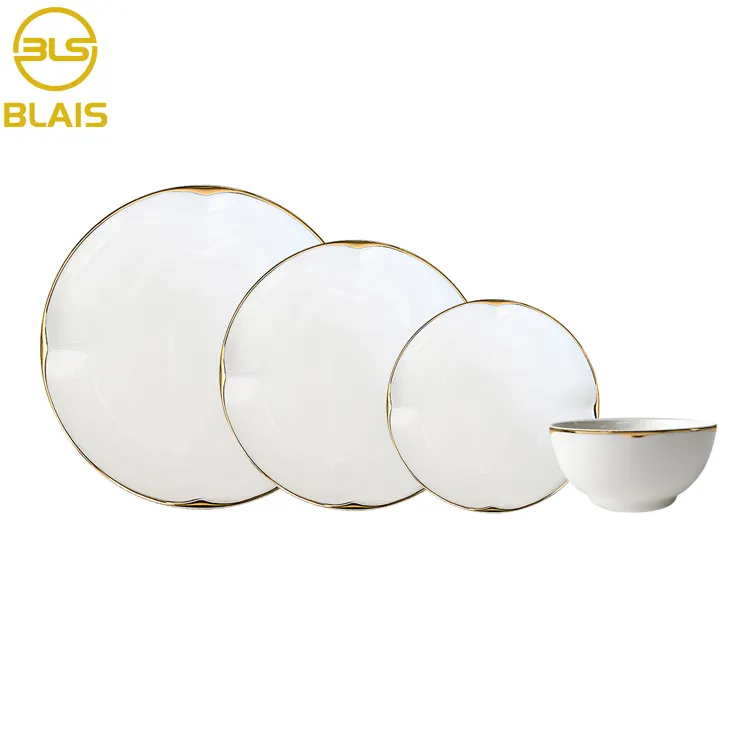 Guangdong столовая посуда 6,5 "8" 10,5 "Специальная форма белые тарелки столовая посуда керамическая столовая Золотая