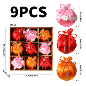 Kotak Hadiah Bola Natal Mewah 9Pcs Pink Emas Perak Hiasan Pohon Natal dengan Pita Rhinestone untuk Dekorasi Pernikahan dan Liburan. - Product Image 6