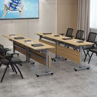 Table longue extensible moderne, bureau simple à roulettes, chaise de formation, table de conférence pliante, mobile et combinable