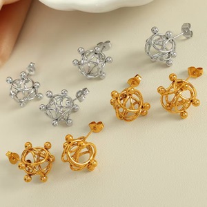 Moda 18mm ciclón cadena collar pulsera tachuelas pendiente conjunto acero inoxidable 18K oro PVD plateado negrita tejido linterna nuevo 2025 - Product Image 6