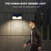 Appliques Murales d'Extérieur Solaires 318 LED avec Détecteur de Mouvement, Étanche IP65 pour Jardin, Cour et Éclairage de Sécurité Domestique