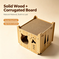 Griffoir pour chat moderne personnalisé à 2 niveaux avec design résistant aux griffures en carton et bois pour protéger le canapé et encourager le jeu