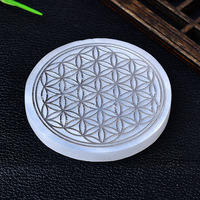 Plaques de Sélénite en Gros pour Bricolage, Ornements en Cristal Œil de Démon Sept Chakras, Sous-verres en Sélénite pour Cadeau Reiki