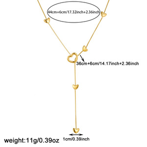 Heart Shape Gold Plated Stainless Steel Y Chain Necklace Long Tassel Pendant Daily Wear Gift Jewelry - Product Image 4