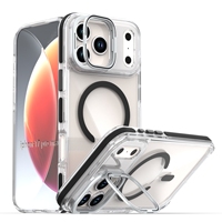 Coque de téléphone magnétique transparente avec béquille, boutons métalliques indépendants, protection antichoc pour iPhone 17 Pro iPhone 16 Pro Max