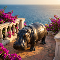Statue d'hippopotame en bronze sur mesure - Moulage à la cire perdue personnalisé avec patine antique appliquée à la main - Sculpture animale 3D pour la Fête Nationale