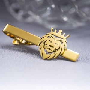 Clip de Corbata de Acero Inoxidable con Baño de Oro PVD y Logotipo de León, para Hombre, Venta al Por Mayor - Product Image 2