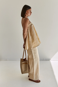 Nuovi arrivi Top e pantaloni senza maniche abito Casual <span class=keywords><strong>da</strong></span> <span class=keywords><strong>donna</strong></span> <span class=keywords><strong>in</strong></span> cotone e <span class=keywords><strong>lino</strong></span> Set due pezzi <span class=keywords><strong>da</strong></span> <span class=keywords><strong>donna</strong></span> - Product Image 2