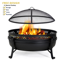 Brasero d'extérieur classique en fer avec écran anti-étincelles en maille, brasero portable de 40 pouces pour le camping et l'utilisation en extérieur