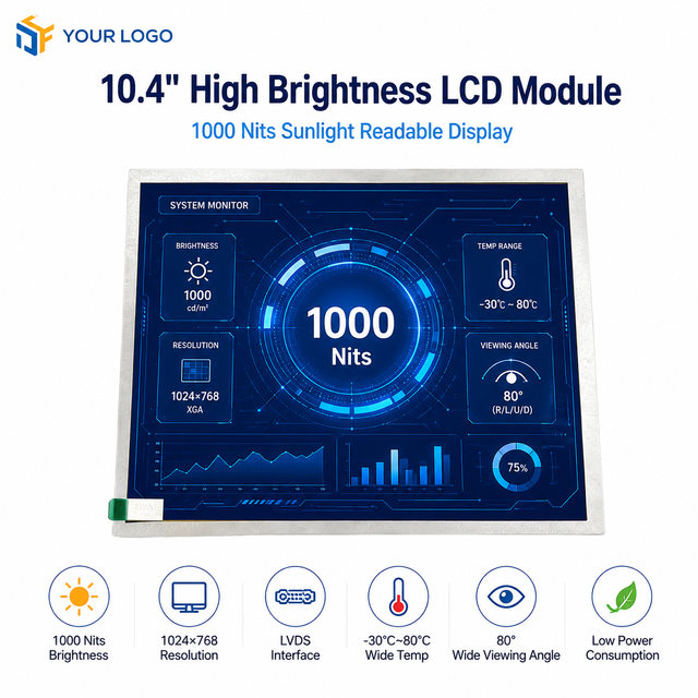 10.4 Inch 1000 Nits High Brightness IPS LCD Panel 1024x768 Resolution 6ms Response Time Sunlight Readable Industrial Display