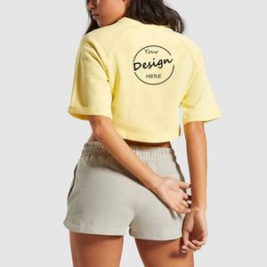 เสื้อยืดครอปไซส์ใหญ่พิเศษสำหรับผู้หญิงเสื้อครอปโอเวอร์ไซส์ผ้าฝ้ายธรรมดาธรรมดาพิมพ์ลายหน้าจอสำหรับฤดูร้อน - Product Image 5