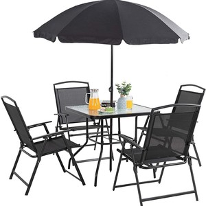 <span class=keywords><strong>Conjunto</strong></span> de <span class=keywords><strong>Mesa</strong></span> <span class=keywords><strong>y</strong></span> <span class=keywords><strong>Sillas</strong></span> Plegables de Hierro Moderno de 7 Piezas para Exteriores, Sombrilla de Playa (<span class=keywords><strong>Mesa</strong></span> de 60 cm), Impermeable <span class=keywords><strong>y</strong></span> Ecológico para Jardín <span class=keywords><strong>y</strong></span> Playa - Product Image 1