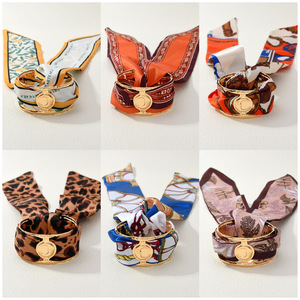 Custom Silk Scarf <b>Bracelet</b> Light Luxury Fashion Wristband Personalized <b>Adjustable</b> Scarf Cuff Bangles for Women - Product Image 2