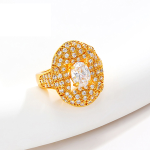 Đám cưới sang trọng Dubai Nhẫn Bộ đồ trang sức phụ nữ tinh khiết 10 14 18K vàng Iced ra lâu dài LỜI HỨA tham gia và nhẫn cưới kim cương - Product Image 2