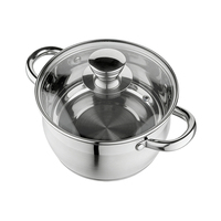 FLORINA Marmite en acier inoxydable 6L diamètre 24cm avec couvercle en verre antiadhésif, compatible lave-vaisselle