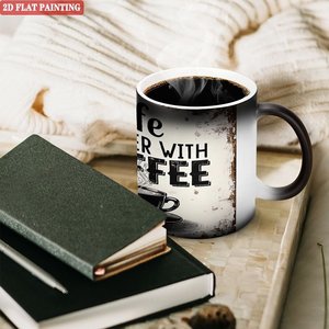 Customizable Frosted Black 11oz <b>Ceramic</b> <b>Mug</b> Heat Sensitive Color Changing Coffee Cup - Product Image 3