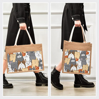 Sacs en jute laminés écologiques personnalisés, sacs en toile de jute réutilisables, sacs de shopping en lin avec logo personnalisé pour la publicité