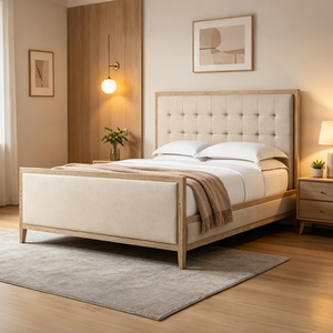 Lit plateforme rembourré en bois avec rangement, cadre de lit moderne en tissu lin capitonné avec tête et pied de lit pour les designers d'intérieur - Product Image 5