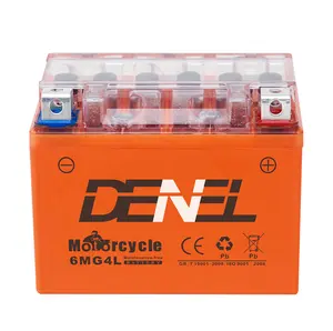 Vente en gros accessoires de moto longue durée baterai sepeda moteur 12v orange gel DENEL 6MG4L