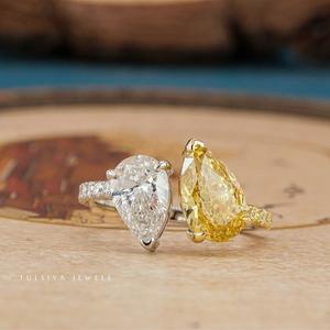 แหวนเพชรงานจิวเวลรี่ชั้นดี พร้อมเพชรเม็ดใหญ่ทรงบริลเลียนท์คัต และวงแหวนดีไซน์หรูหรา สำหรับงานหมั้น งานแต่งงาน และโอกาสพิเศษ - Product Image 1