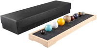 Ensemble de boules de cristal gemmes naturelles, système solaire de 10 pouces, 9 planètes, galaxie, univers, cristaux de guérison avec boîte en bois, cadeau créatif pour la maison