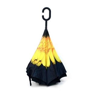 Parapluie droit moderne à poignée en C, inversé, coupe-vent, mains libres, pliable, pour voiture, contrôle manuel, utilisation toutes saisons - Product Image 4