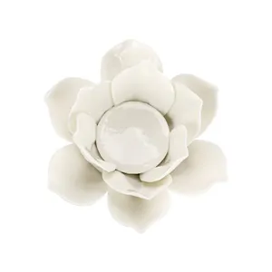 Bougeoir lotus en céramique blanc, de luxe, personnalisé, de haute qualité, pour décorations de maison et de mariage